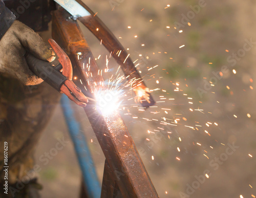 sparks from welding work