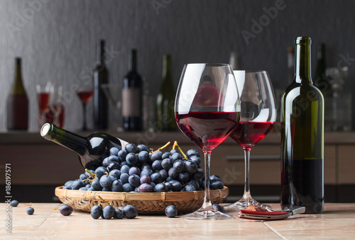 Red wine and grapes.