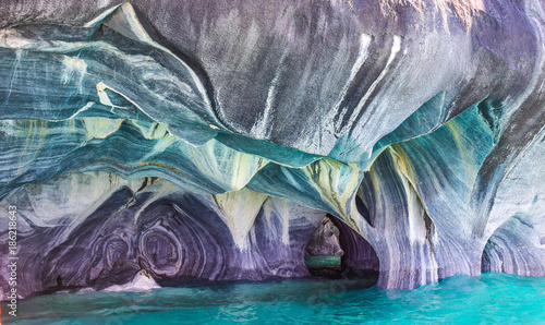 Nature's art in blue at the Marble caves in Chile (catedral de marmol)