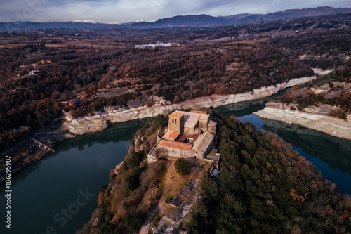 Aerial view of a monastery