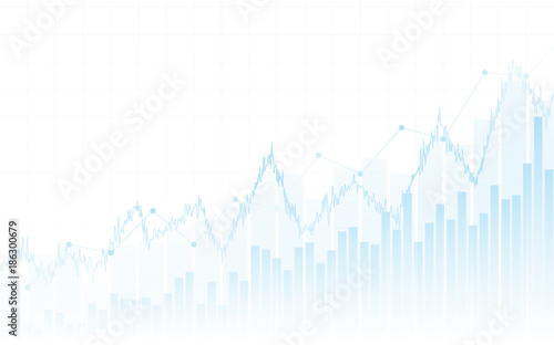 Abstract financial chart with up trend line graph and bar chart in stock market on white color background