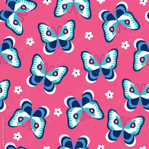 seamless colorful butterfly pattern vector illustration