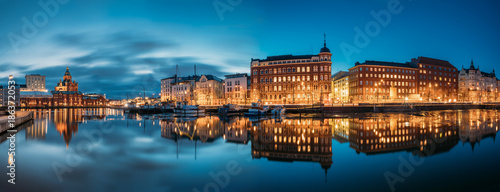 Helsinki, Finland. Panoramic View Of Kanavaranta Street With Uspenski