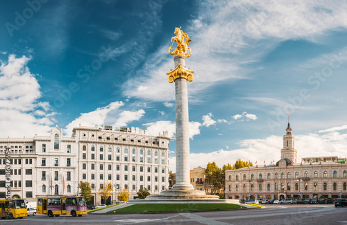 Tbilisi, Georgia, Eurasia. Liberty Monument Depicting St George 