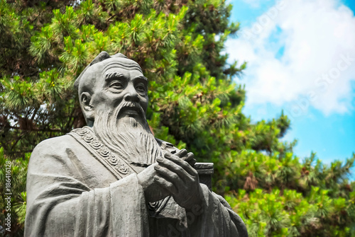 Statue of Confucius, located in Harbin, Heilongjiang, China.