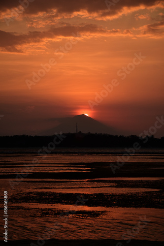 Sunset with mount Agung on Bali