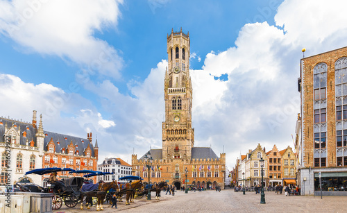 Grote Markt square in medieval city Brugge, Belgium.