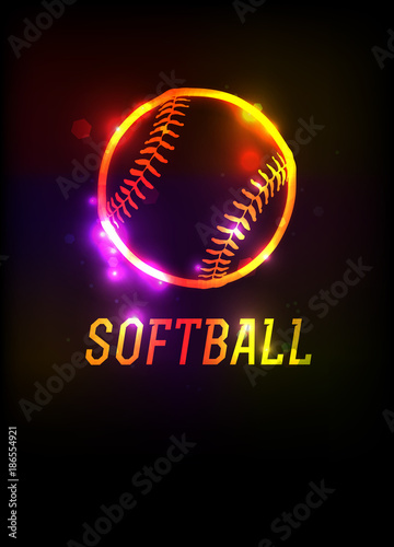 Glowing Softball Icon Background Illustration
