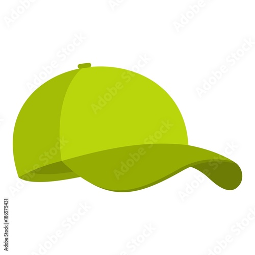 Green baseball cap icon. Flat illustration of green baseball cap vector icon for web.