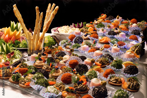 Exquisite snacks arranged on the table.