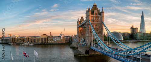 Tower Bridge panorama during sunset