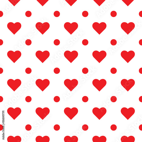 Red hearts and dots seamless pattern vector