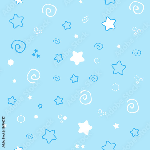 Seamless pattern baby set on blue background. cute illustration of a delicate, soft color.