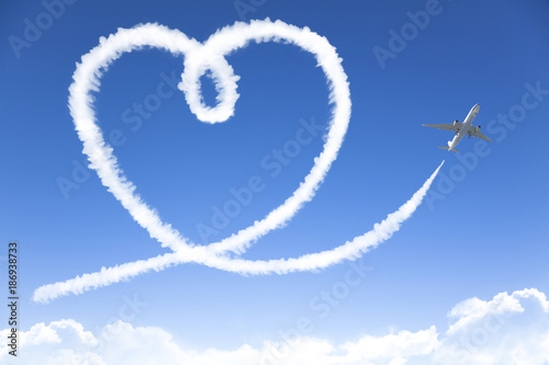 love cloud concept drowing by airplane