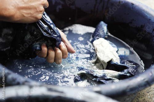 Process dye fabric indigo color.