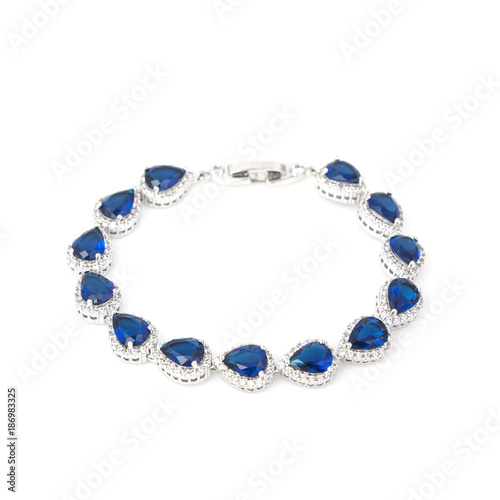 Sapphire bracelet isolated on white