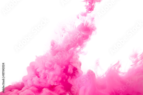 Pink Acrylic Ink in Water. Color Explosion. Paint Texture