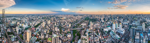 beautiful horizontal panorama of the city of Bangkok Thailand with a skyscraper