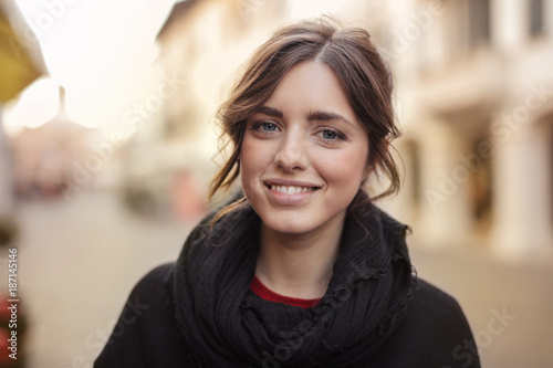 Smiling girl with blue eyes