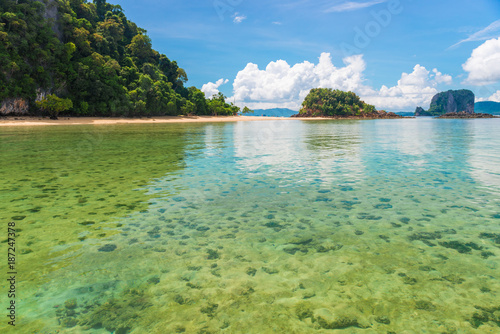 View of the islands from the shallows, Andaman Sea, Krabi Resort in Thailand