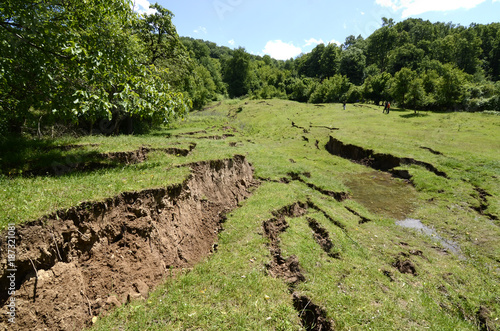 Land slides on the hill