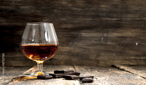 Cognac with bitter chocolate.