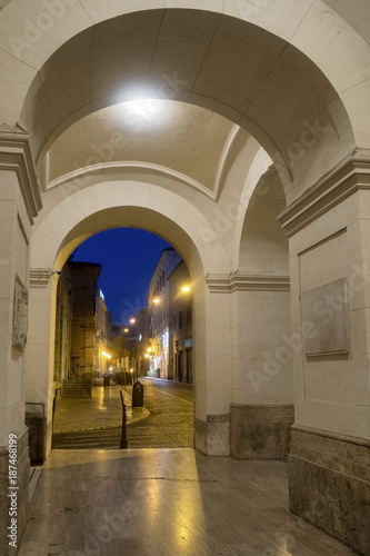 Rieti (Italy), historic building at evening