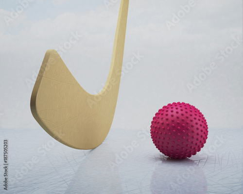 Club and Ball, Bandy. 3d illustration