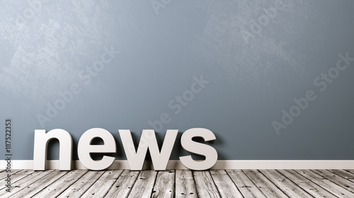 News Text on Wooden Floor Against Wall