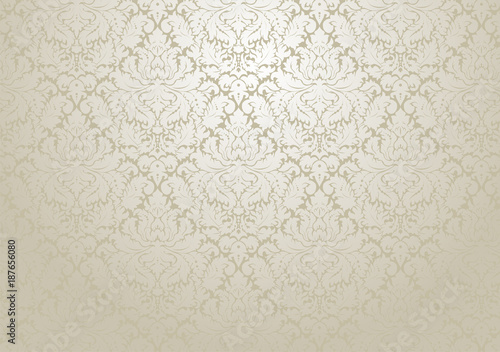 Vector damask wallpaper design. Seamless repetitive floral decoration. The original pattern in the swatches palette.