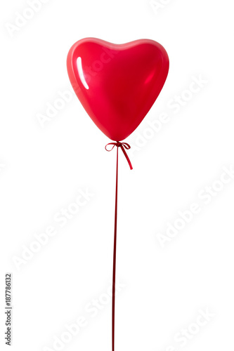 Red heart balloon isolated on a white background.