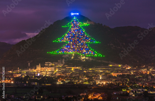 Gubbio (Italy) - One of the most beautiful medieval towns in Europe, in the heart of the Umbria Region, central Italy. Here the biggest Christmas tree in the world.
