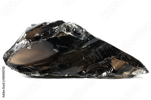 black obsidian from Armenia isolated on white background