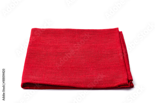 Red textile napkin on white