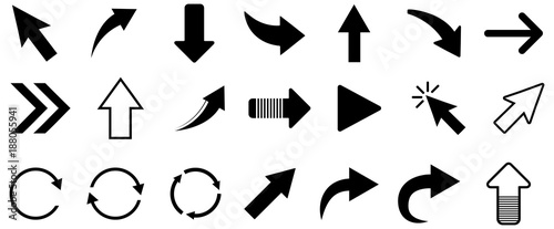 Black arrow vector icon pack