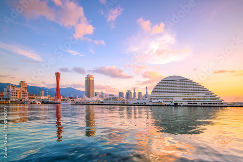 Skyline and Port of Kobe in Japan