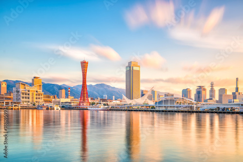 Skyline and Port of Kobe in Japan