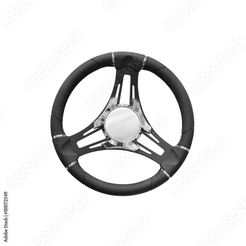 Luxury modern steering wheel for yacht boats or car symbol control, control concept, isolated on white background