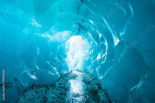 Blue crystal ice cave at Solheimajokull glacier