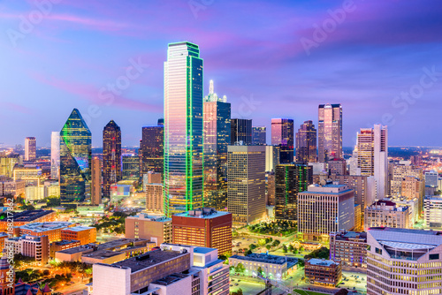 Dallas, Texas, USA downtown skyline at twilight.