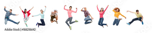 group of people or teenagers jumping