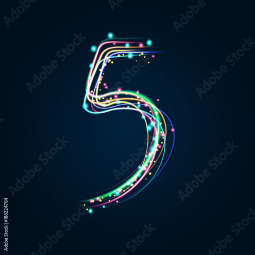 Number 5 light painting card