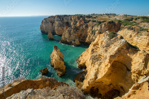 a view from atop the cliffs in Lagos, Portugal 