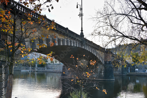 Autumn, the bridge of Legia in Prague.