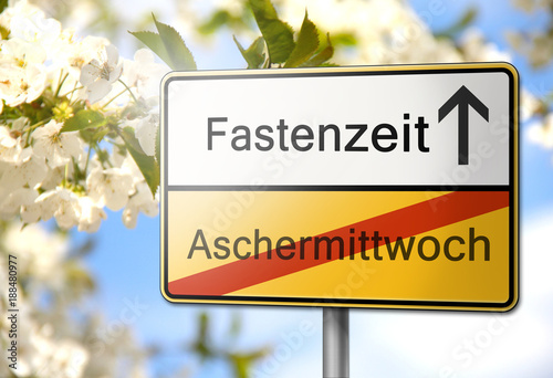 Fastenzeit Aschermittwoch Schild 