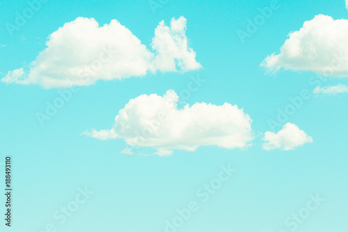 metaphysical cloudy turquoise sky with white soft clouds