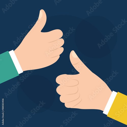 two hand with like ok thumb up gesture vector illustration