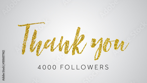 Thank you 4000 follwers gold glitter social media banner