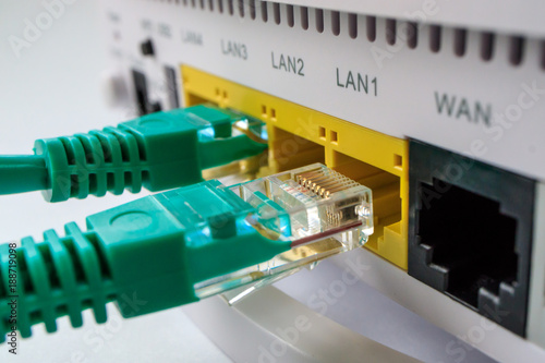 white router includes two green cable connectors rg45
