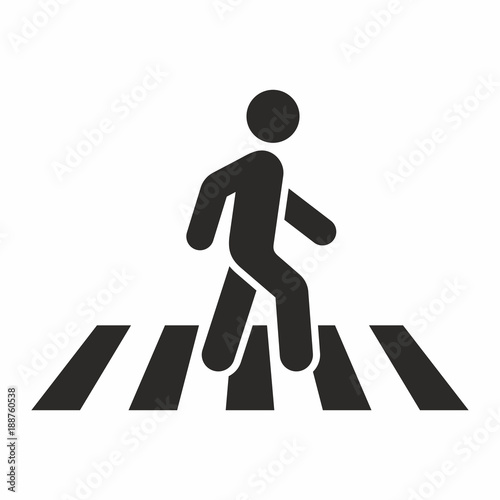 Pedestrian crossing icon. Zebra crossing. Vector icon isolated on white background.